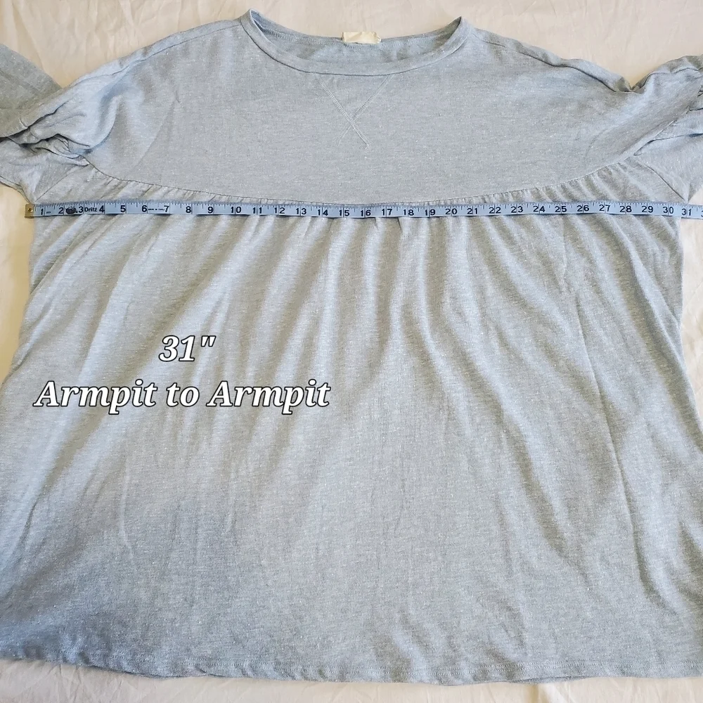 ALTARD State Light Blue Babydoll Sweatshirt Top Size Medium Long Sleeve HAS HOLE - Picture 9 of 12